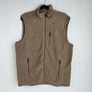 Mens Large Solaris Full-Zip Fleece Vest Beige Brown Outdoor Performance